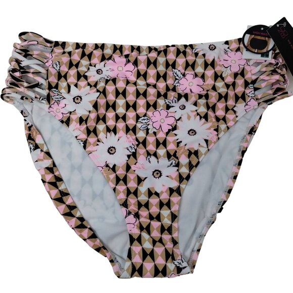 No Boundaries Junior Girls XL Daisy Floral High Waist Lattice Side Bikini Bottom - Picture 1 of 7